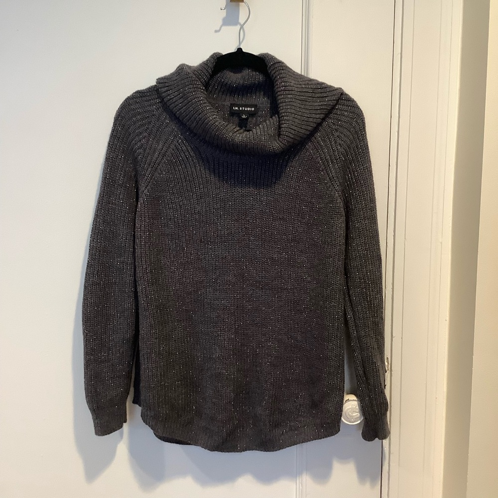 Glitter loose turtleneck sweater